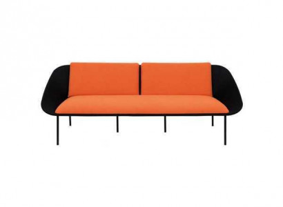 Black-Orange Three-Seater Luxury Sofa 3-Seater Upholstered Couch Textile 3-seater New